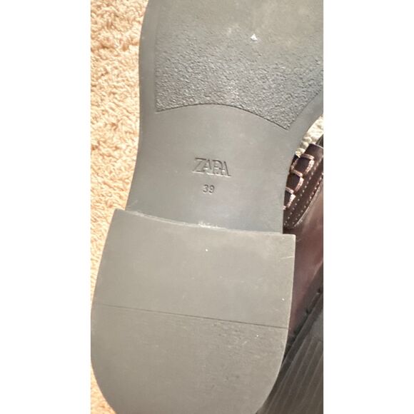 Zara Burgundy Patent Leather Penny Loafers Chunky Size 8 - Picture 5 of 6